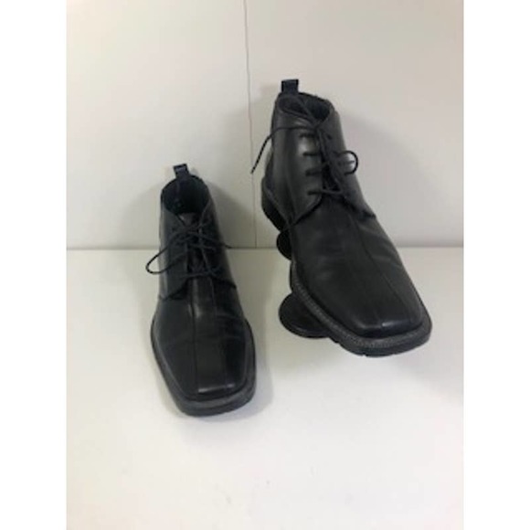 Venturini Square Toe Black Leather Lined Lace-Up Chukka Boots Mens US 11 - Picture 2 of 6